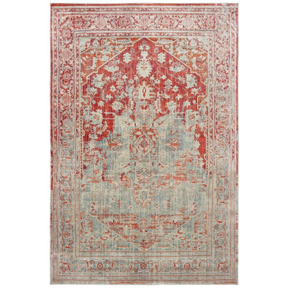 7'10inx10'10in Paxton Faded Medallion Area Rug Gray/Orange - Captiv8e Designs