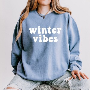 Simply Sage Market Women's Lightweight Garment Dyed Graphic Sweatshirt Retro Winter Vibes - 1 of 4