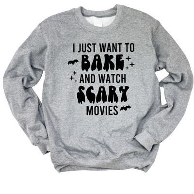 Simply Sage Market Women's Graphic Sweatshirt Bake And Watch Scary Movies