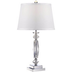 Vienna Full Spectrum Modern Luxury Accent Table Lamp 23" High Clear Crystal Column White Tapered Drum Shade for Living Room Bedroom Bedside Office - 1 of 4