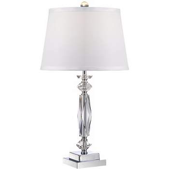 Vienna Full Spectrum Modern Luxury Accent Table Lamp 23" High Clear Crystal Column White Tapered Drum Shade for Living Room Bedroom Bedside Office