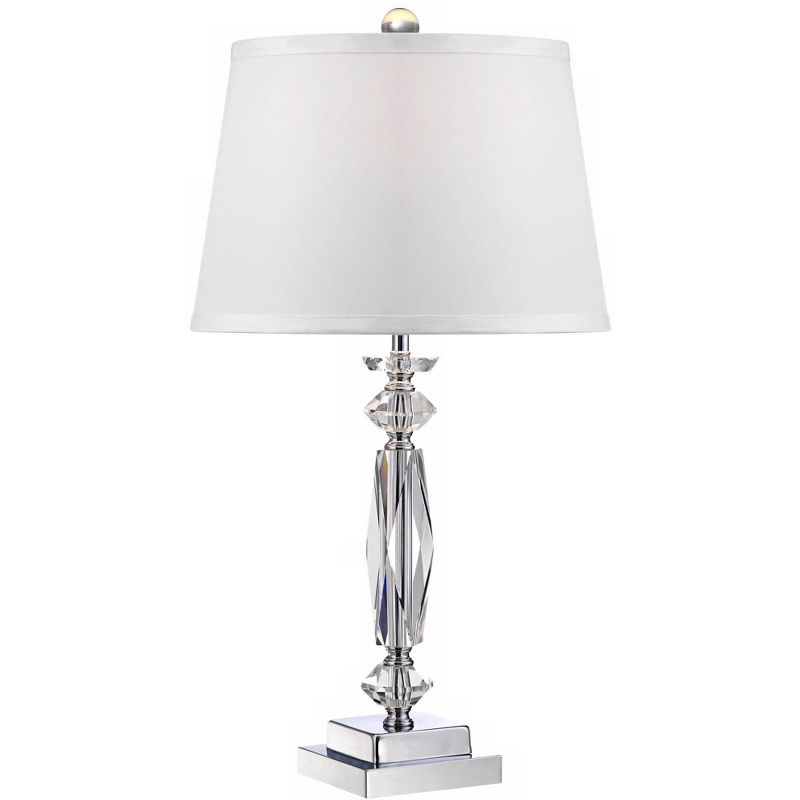 Vienna Full Spectrum Modern Luxury Accent Table Lamp 23" High Clear Crystal Column White Tapered Drum Shade for Living Room Bedroom Bedside Office, 1 of 10