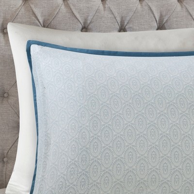 Isla Blue Cotton Floral Full/Queen Duvet Cover Set