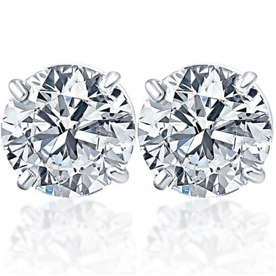 Pompeii3 1 1/2Ct TW Diamond Studs in 14k White or Yellow Gold Lab Created
