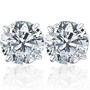 Pompeii3 1 1/2Ct TW Diamond Studs in 14k White or Yellow Gold Lab Created - 1 of 4
