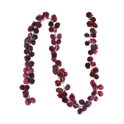 Northlight 5' x 2.5" Unlit Wine Burgundy Glitter Mini Pine Cone Artificial Christmas Garland