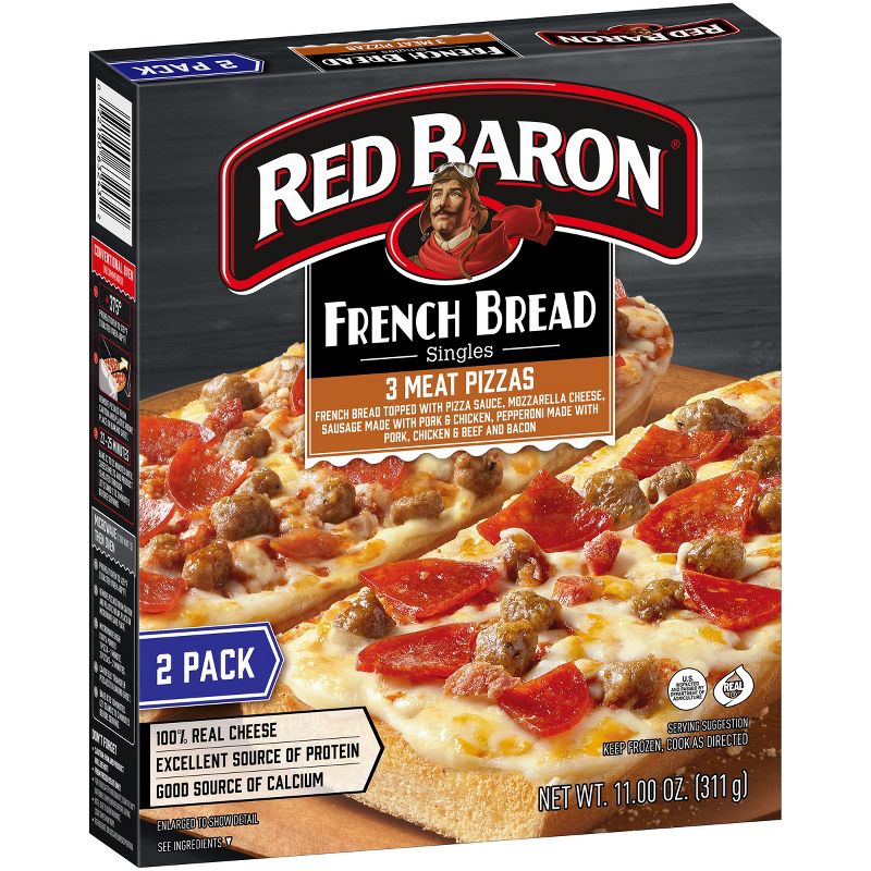 Red Baron Frozen Pizza French Bread 3 Meat - 11oz, 4 of 17