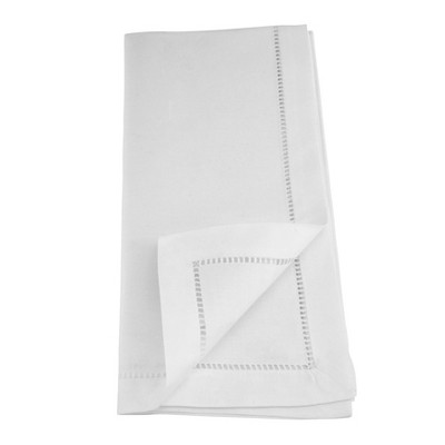 White Cotton Napkins with Blue Hydrangea Embroidery, Set of 6