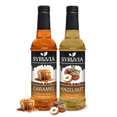 Syruvia Coffee Flavors Variety Pack: Caramel & Hazelnut 25.4 fl oz Syrup
