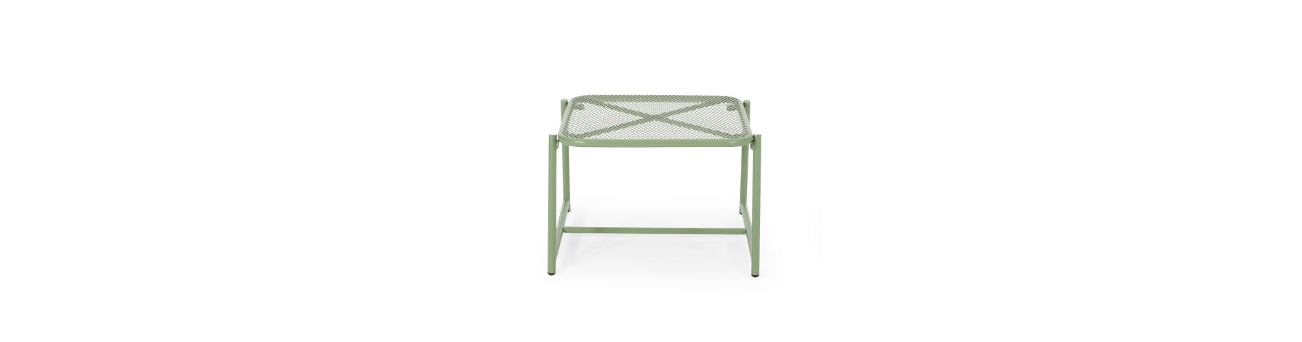 Lyngins Modern 13" H Mesh Outdoor End Table, Rectangle Powder-Coated Metal Patio End Table for Outside Use, Green Patio Side Table