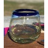 Dos Sueños Mexican Hand Blown Stemless Wine Glasses - Blue Rim - 15oz - Single Glass - 4 of 4