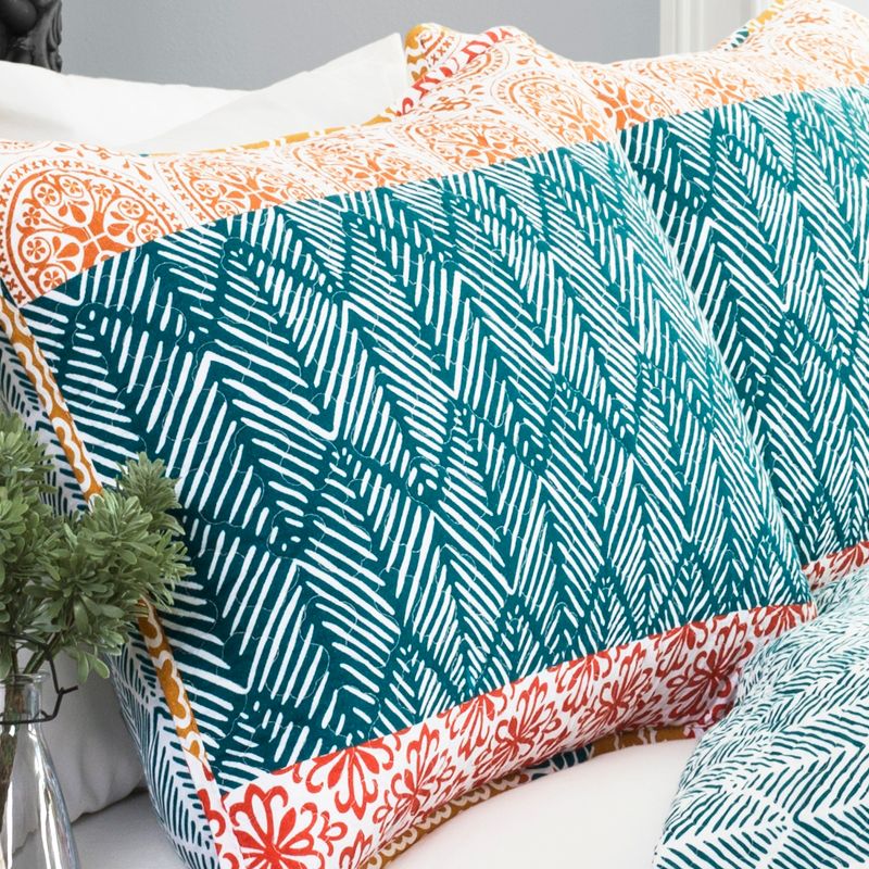 3pc Bohemian Stripe Reversible Oversized Cotton Quilt Bedding Set - Lush Décor, 2 of 4
