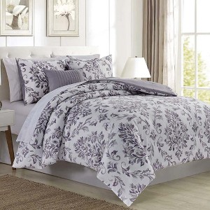 RT Designer's Collection 5 Piece Skylar Damask Printed Complement to Any Bedroom Decor Comforter Set - 1 of 3