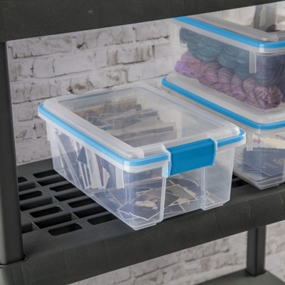 Clear 12 Quart Stackable Plastic Storage Boxes with Latching Lids, 6-Pack