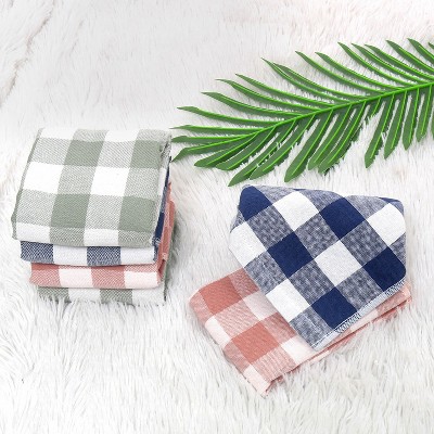Details about   Cannon Retro Dish Towel Cloth Set Red Blue Green Gold Border Check Cotton Terry 