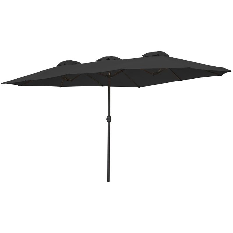 Northlight 15' Outdoor Patio Market Umbrella with Hand Crank, Black, 3 of 6