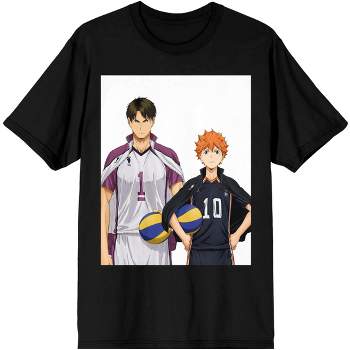 Shōyō Hinata & Wakatoshi Ushijima Haikyu Anime Men's Black Graphic Tee Shirt