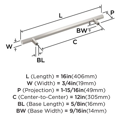 Satin Nickel 12-Inch Modern Industrial Bar Pull