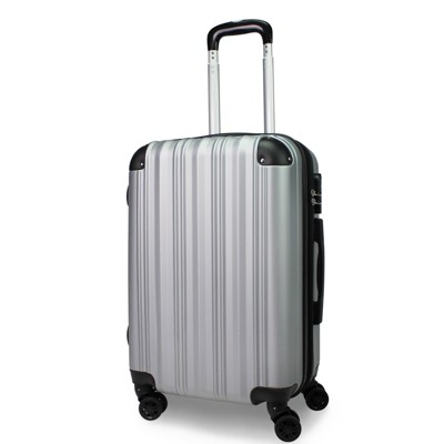 World Traveler Kemyer Quest 20 Inch Carry On Hardside Lightweight Expandable Spinner Suitcase Luggage Silver