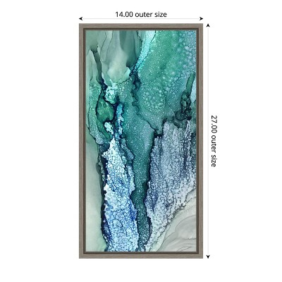 Blue and Green Abstract Lithograph Canvas Wall Art, 14x27