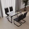 NicBex Dining Table Set for 4 Modern Kitchen Table with Glass Tabletop, Geometric Legs and 4 PU Chairs for Dining Room - 3 of 4