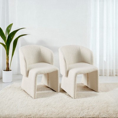 Set of 2 Modern Teddy Barrel Chair,Upholstered Comfy Accent Chair with Curved Backrest for Living Room,Bedroom,Reception-Baofuwish