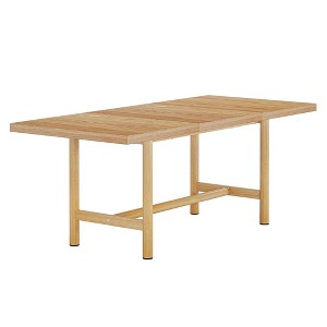 Resenkos Dining Table, Kitchen Table,Wood Dining Table, 63" Farmhouse Kitchen Dinner Table for 6 People,Brown - 1 of 3