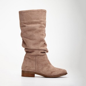 Maribel - Dark Beige Suede Slouchy Boots | Prologue Shoes - 1 of 4