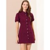 Allegra K Women's Puff Short Sleeve Collared Button Front Mini Denim Dress - 3 of 4