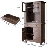 Elegant 72" Pantry Coffee Bar Cabinet, Tall Kitchen Storage with Adjustable Shelves, 4 Glass Doors & 1 Drawer - 3 of 4