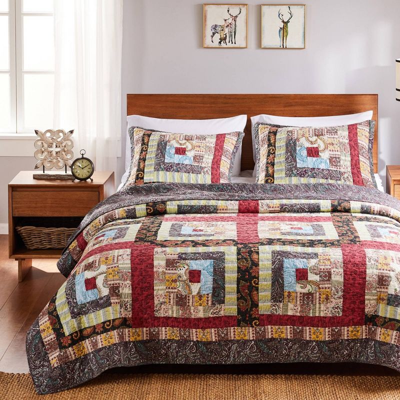 Greenland Home Fashions Colorado Lodge Quilt Set Red/Black/Blue, 3 of 6