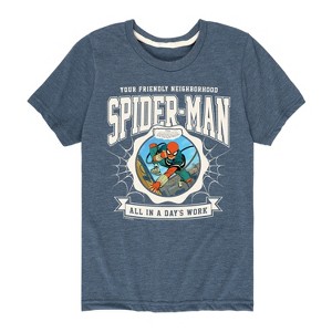 Boys' - Marvel - Friendly Spidey Collegiate Short Sleeve Graphic T-Shirt - 1 of 4