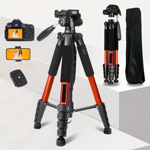 74Inch Heavy-Duty Aluminum Tripod with Dual Quick Release Plate, Phone Mount & Carrying Bag – Universal Stand for DSLR, Phones, Projectors & More - 1 of 4