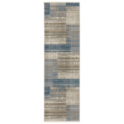 Oriental Weavers Bauer 090B2 Blue/ Beige Indoor Area Rug - 2'3" x 7'6"