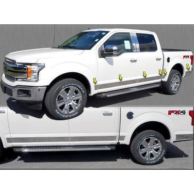 QAA Is Compatible With 2015-2020 Ford F-150 12 Piece Stainless Rocker Panel Trim, Upper Kit, 4.5" Width TH55316