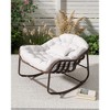 Outdoor Papasan Rocking Chair, Oversized Wicker Lounge Chair with Cushion and Metal Frame, Patio Rattan Egg Rocker for Balcony Backyard Bedroom,White - 3 of 4