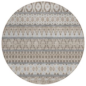 Taupe Beige And Gray Quatrefoil Washable Indoor Outdoor Area Rug - 1 of 4