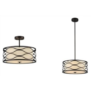 Homestock Gwen Transitional 3 Light Rubbed Bronze Semi-Flush Ceiling Fixture 16" Wide - 1 of 4