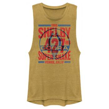 Juniors Womens Shelby Cobra Blue and Red Distressed Poster Festival Muscle Tee