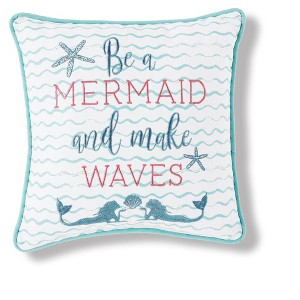 C&F Home 10" x 10" Make Waves Mermaid Embroidered Small Petite Throw Pillow - 1 of 4