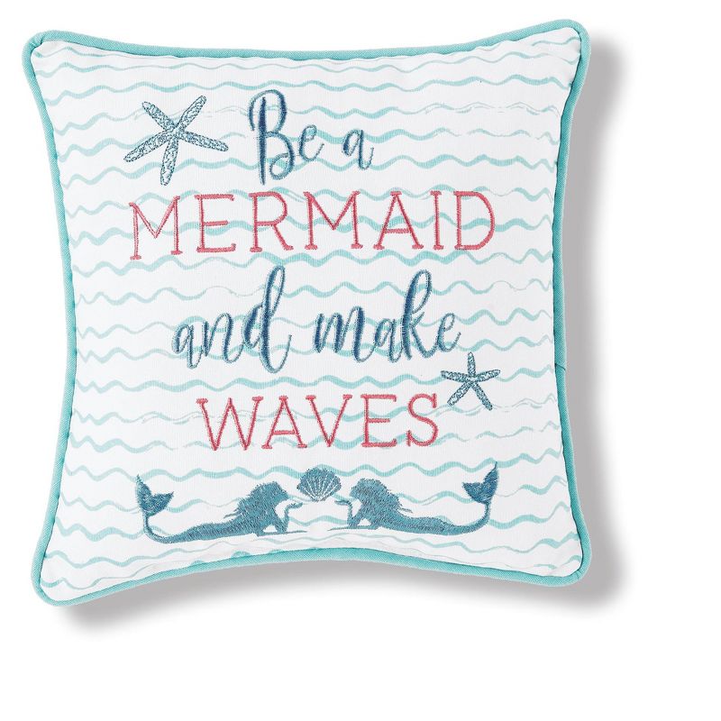 C&F Home 10" x 10" Make Waves Mermaid Embroidered Throw Pillow, 1 of 5