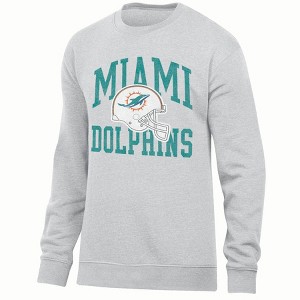 NFL Miami Dolphins Men's Gray Long Sleeve Crewneck Fleece