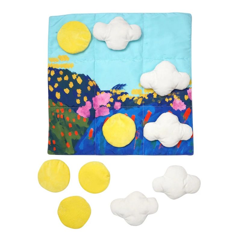 Manhattan Toy Sunny Day 11-Piece Decorative Soft Quilted Jumbo Floor or Table Tic Tac Toe Game for Kids, 1 of 9