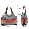 Canvas Handbag Multi-Color Striped Lattice Cross Body Shoulder Purse Bag Tote-Handbag for Women (Multi Color D) - 4 of 4