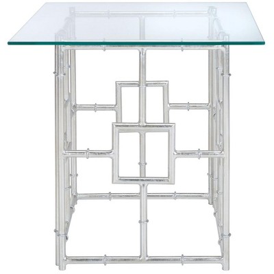 Dermot Glass Top Accent Table - Silver/Clear Glass - Safavieh.