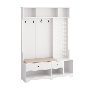 Dexmalle Hallway Hall Tree with Cushioned Bench,Coat Rack,Storage Shelves and Pegboard - 1 of 4