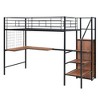 Twin/Full Size Metal Loft Bed with Desk and Metal Grid, Stylish Metal Bed Frame with Lateral Storage Ladder and Wardrobe - ModernLuxe - 4 of 4