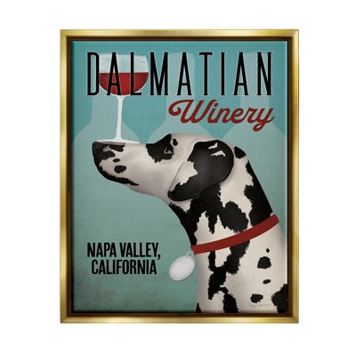 Stupell Industries Vintage Dalmatian Winery Framed Floater Canvas Wall Art