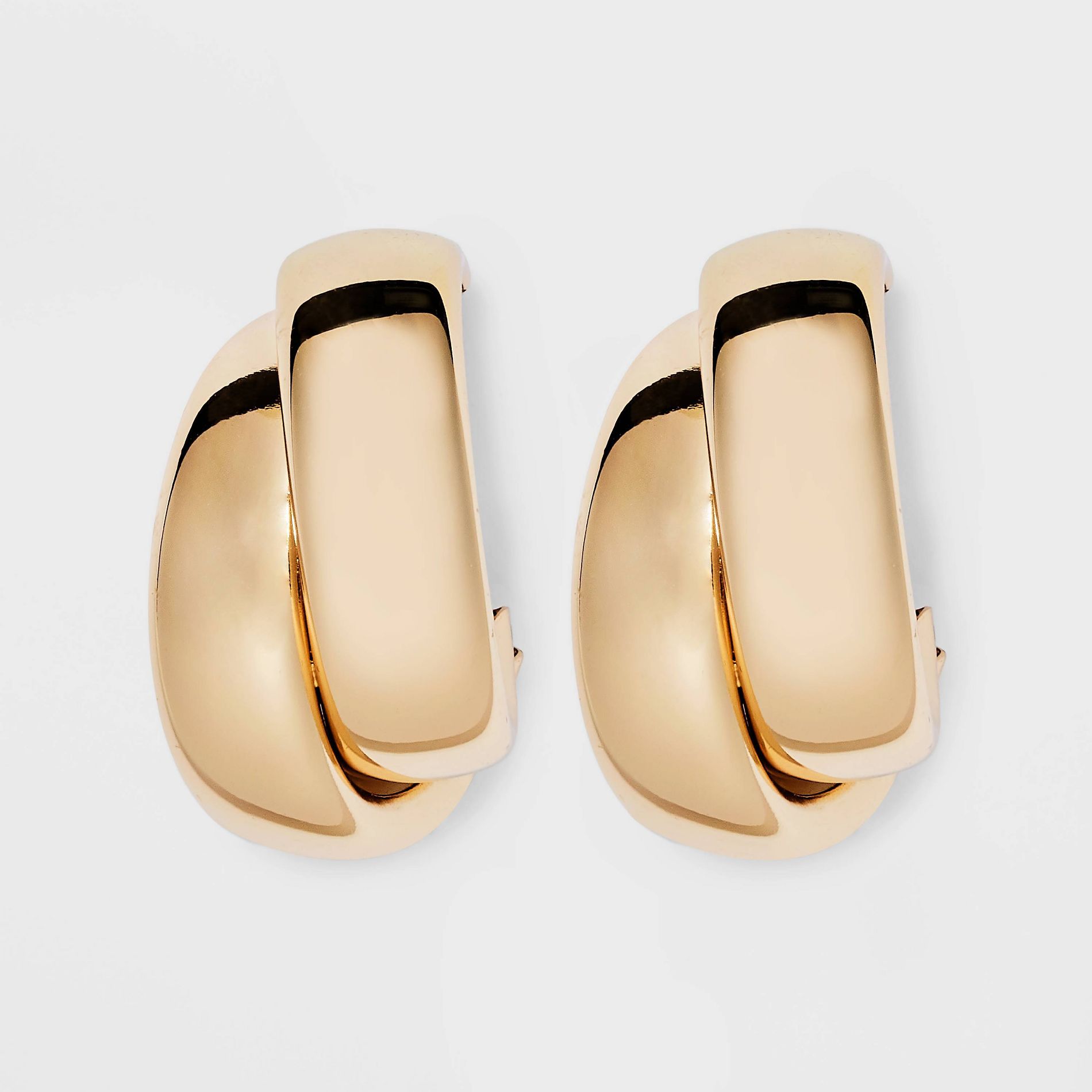 Double Illusion Hoop Earrings - A New Day™ Gold: Nickel-Free Metal, Leverback Closure, 1.4" Length, 0.67 oz Weight