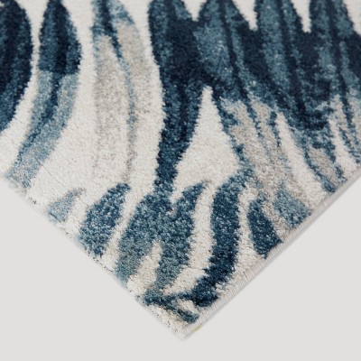 Baumann Blue and Gray Synthetic Floral Area Rug, 8' x 10'